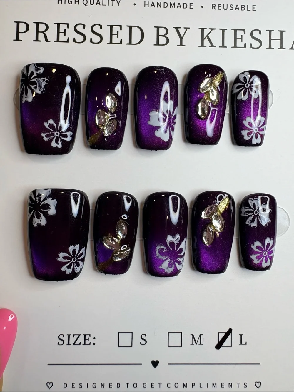 Purple Floral Press-On Nails